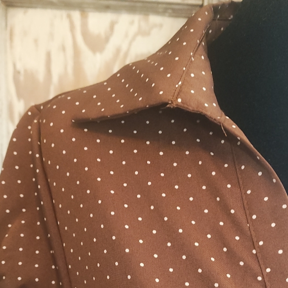 Brown Polka Dot Blouse- Work Or Casual - Picture 3 of 4
